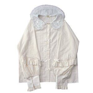 Lace Vintage Ruffle Long Sleeve Blouse